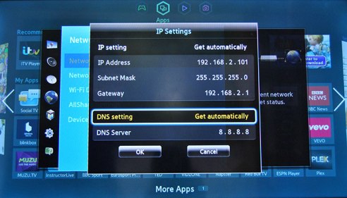 DNS Ayarları Samsung Smart TV