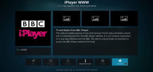 Cài đặt BBC iPlayer Kodi